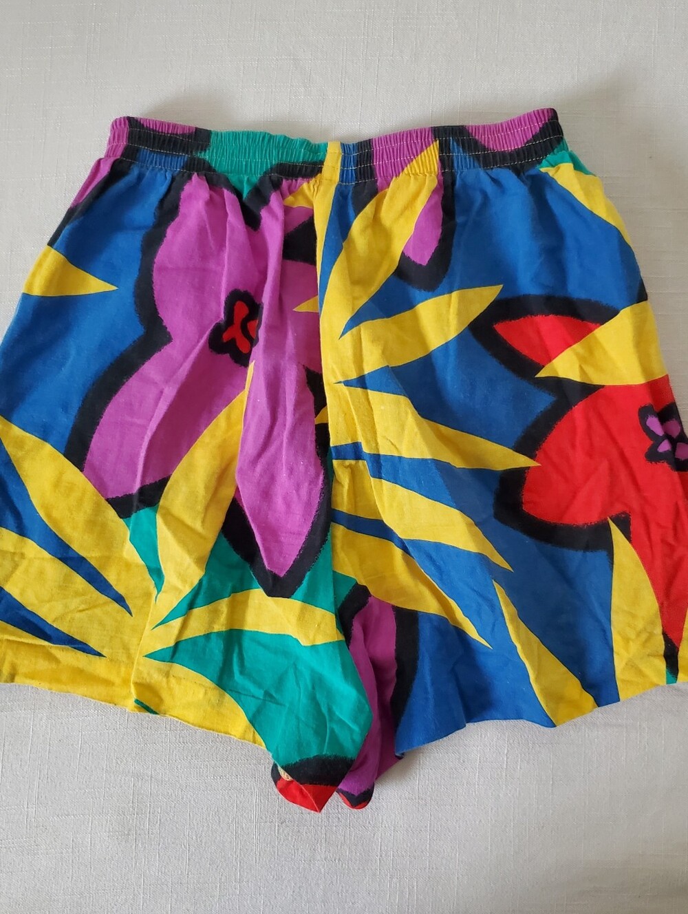 Vintage Multicolor Tropical Print Elastic Waist Shorts Womens Small - Picture 9 of 9